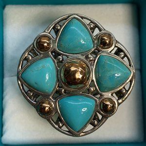 COPY - Vintage Studio Barse Sterling Silver & Turquoise Ring with Copper Accent…